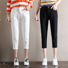 批发实拍牛仔裤女宽松显瘦新款九分裤子夏季百搭学生休闲<b class='q'>哈伦裤</b>女