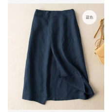 批发2026夏季新款纯亚麻复古半身裙女夏季棉麻高腰文艺a字包臀裙