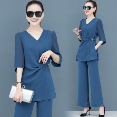 批发时尚阔腿裤<b class='q'>套装</b>女夏2026年新款夏季雪纺春气质<b class='q'>职业</b>休闲网红两件套