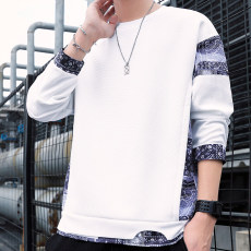 批发华夫格卫衣男套头韩版ins潮流长袖打底衫圆领卫衣