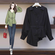 批发实拍2026春装新款<b class='q'>大码</b><b class='q'>女装</b>胖mm洋气衬衫宽松不规则显瘦上衣连衣裙