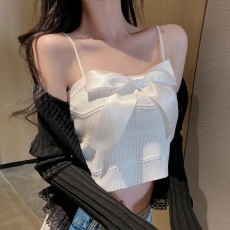 批发<b class='q'>夏</b>季新款性感蝴蝶结冰丝针织抹胸吊带背心<b class='q'>夏</b>季心机打底针织衫上衣