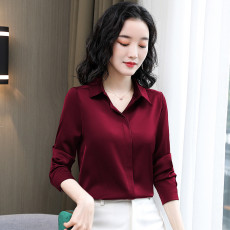 批发实拍免烫长袖<b class='q'>职业</b><b class='q'>衬衫</b><b class='q'>女</b>春季新款百搭抗皱有质感缎面气质时尚洋气