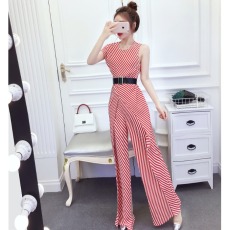 批发实拍2026夏时尚气质网红条纹不规则收腰<b class='q'>连体裤</b><b class='q'>长</b>裤