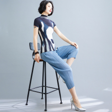 批发三宅褶皱萝卜裤夏季薄款洋气弹力休闲百搭小脚哈伦裤子