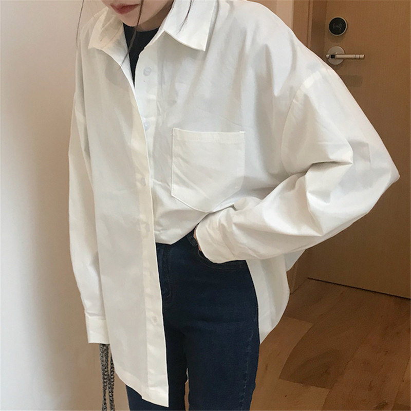 한국 스타일 캐주얼 루즈핏 chic 단색 오픈 가디건 긴팔 학원 스타일 bf 셔츠 얇은 코트 맨위 학생 여성 가을