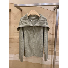 批发<b class='q'>韩国</b>东大门2025秋冬新款时尚大翻领海军风拉链宽松针织毛衣外套女