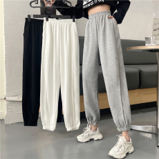 批发实价-实拍6535米尼 春季新款宽松阔腿束脚休闲裤女潮