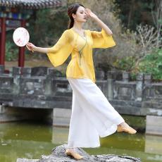批发古典舞女成人形体练功服飘逸古风外披身韵服纱衣披风<b class='q'>民族</b><b class='q'>舞蹈服装</b>