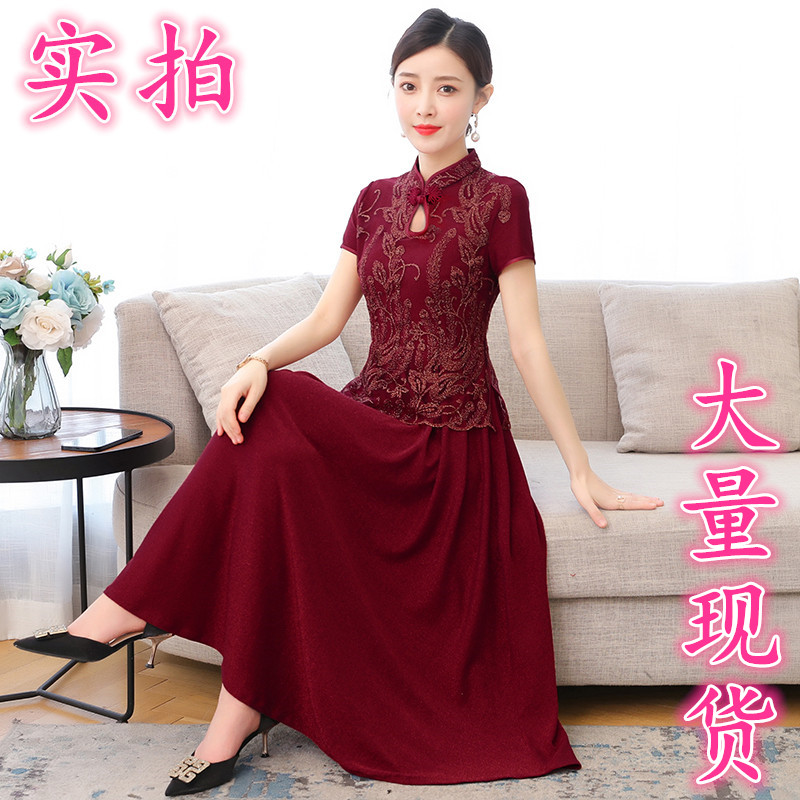 BY9153#婚礼喜婆婆妈妈改良旗袍连衣裙结婚宴装红色晚礼服高贵