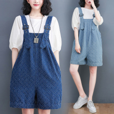 批发实拍2026年夏季新款遮肚显瘦水洗<b class='q'>牛仔</b>休闲连体五分背带裤