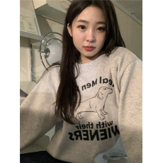 批发实拍~纯棉加厚<b class='q'>婴儿</b>绒<b class='q'>卫衣</b>女21新款秋冬装可爱小狗印花宽松外套女