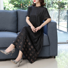 批发正宗品牌龟纹香云纱套装女夏季时尚两件套大码宽松显瘦真丝桑蚕丝