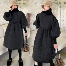 批发图片已处理 秋冬<b class='q'>韩版</b>过膝棉服娃娃装显瘦孕妇棉服外套