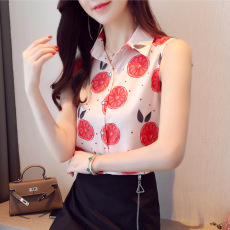 批发实拍洋气夏季<b class='q'>新款</b>花色坎肩背心女外穿衬衫无袖雪纺<b class='q'>打底衫</b>内搭上衣