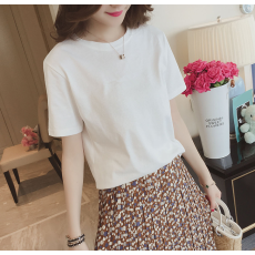 批发实价 白搭 糖果色 <b class='q'>短袖</b>T 黑白配 港味纯色净色 T恤女