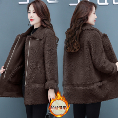 批发颗粒羊剪绒大衣2025新款<b class='q'>海宁</b>羊羔毛女皮草中长款皮毛一体外套韩版