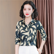批发杭州丝绸正宗<b class='q'>真丝</b><b class='q'>衬衫</b>女中年妈妈装<b class='q'>衬衣</b>女士2025秋新款桑蚕丝上衣