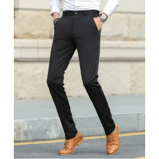 批发秋季弹力西裤男士休闲长裤子薄款修身小脚直筒商务黑色西装裤