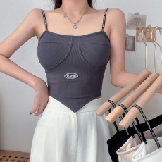 批发早<b class='q'>春</b>新款纯欲风辣妹性感不规则小吊带背心女抹胸无袖短款内搭上衣