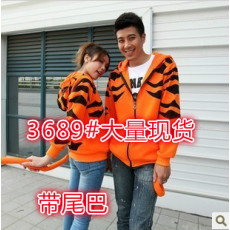 批发3689#<b class='q'>韩</b>版明星同款时尚老虎尾巴长袖开衫外套潮男女情侣装拉链卫