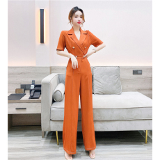 批发实拍2026夏时尚网红气质翻领双排扣收腰修身显瘦<b class='q'>连体裤</b><b class='q'>长</b>裤A