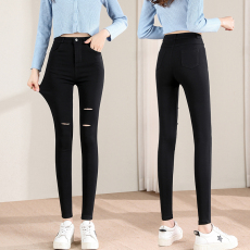 批发5606#春夏秋薄款女长裤<b class='q'>破洞</b><b class='q'>打底裤</b>学生女裤子修身小脚铅笔女裤子