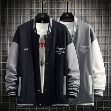 批发2022春秋新款卫衣棒球服男士时尚潮流男装上衣服宽松立领外套