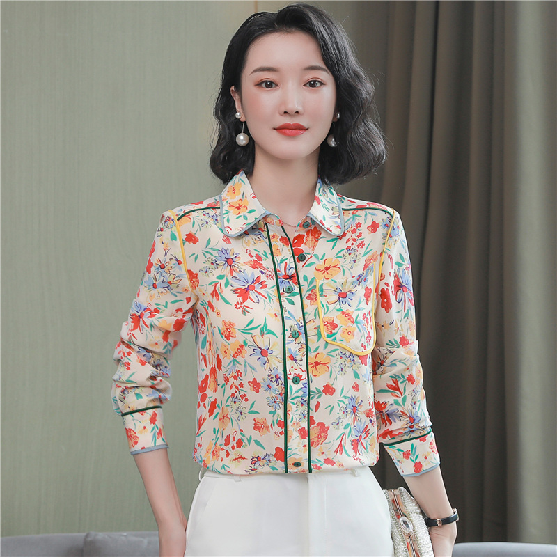 MY13553# 衬衫女新款洋气时尚设计感小众碎花衬衣女士印花上衣女裝貨源...