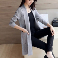 批发<b class='q'>中长款</b>毛衣<b class='q'>外套</b>女针织衫开衫春秋新款女装韩版宽松纯色上衣潮