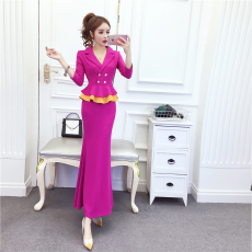 批发实拍2025秋冬时尚气质网红双排扣礼服长裙显瘦包臀<b class='q'>连衣裙</b>