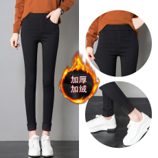 批发8975#复合加绒洗水加厚绒保暖秋冬<b class='q'>打底裤</b>女长裤外穿九分小脚黑裤
