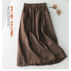 批发半身裙女夏新款森系中长款亚麻裙子文艺复古宽松显瘦夏季休闲裙薄