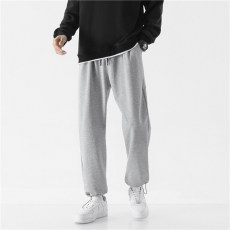 批发春夏季抽绳束脚纯色卫裤男纯棉休闲裤运动裤宽松长裤百搭裤子薄款