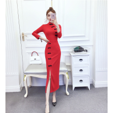 批发实拍2026春时尚气质洋气礼服<b class='q'>长裙</b>旗袍不对称<b class='q'>包臀</b>连衣裙