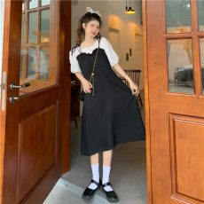 批发实价实拍 <b class='q'>假两件</b><b class='q'>连衣裙</b>女夏季法式仙女中长款收腰显瘦a字裙