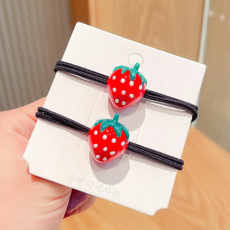 批发实拍红色草莓发绳少女心发圈成人皮套春款高弹力马尾皮筋