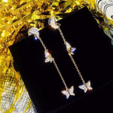 批发s925银针创意蝴蝶耳环女韩国气质长款耳坠网红显脸瘦<b class='q'>饰品</b>