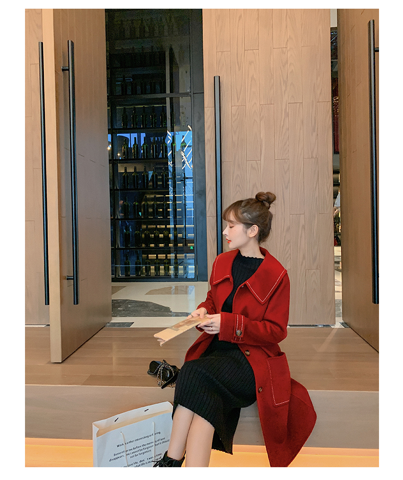 fragrant shadow double-sided for women, 2020 autumn and winter new medium long red woolen coat_voghion.com