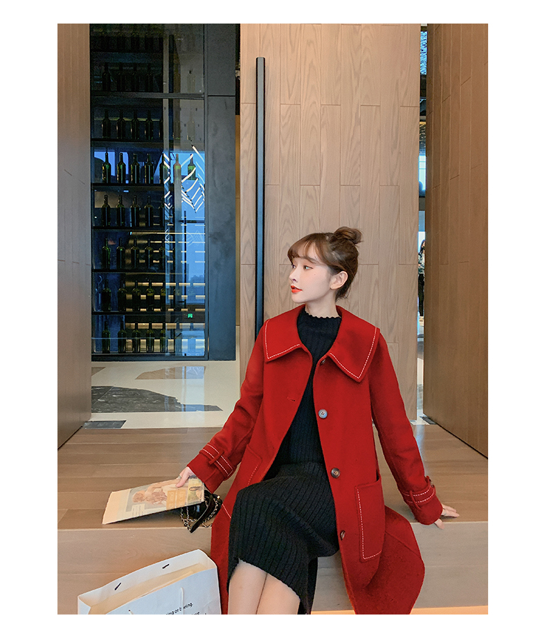 fragrant shadow double-sided for women, 2020 autumn and winter new medium long red woolen coat_voghion.com