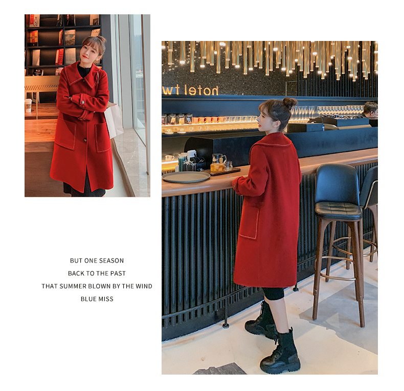 fragrant shadow double-sided for women, 2020 autumn and winter new medium long red woolen coat_voghion.com