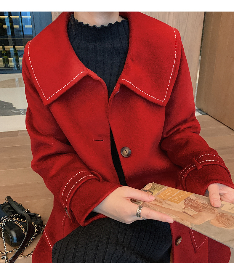 fragrant shadow double-sided for women, 2020 autumn and winter new medium long red woolen coat_voghion.com