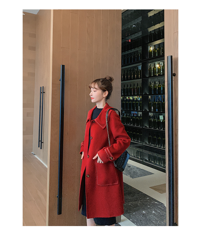 fragrant shadow double-sided for women, 2020 autumn and winter new medium long red woolen coat_voghion.com