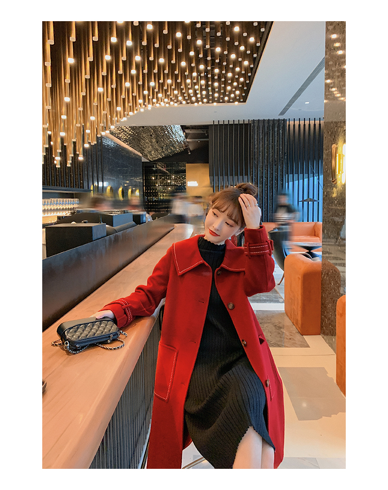 fragrant shadow double-sided for women, 2020 autumn and winter new medium long red woolen coat_voghion.com