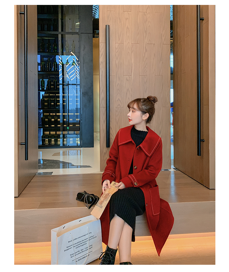 fragrant shadow double-sided for women, 2020 autumn and winter new medium long red woolen coat_voghion.com