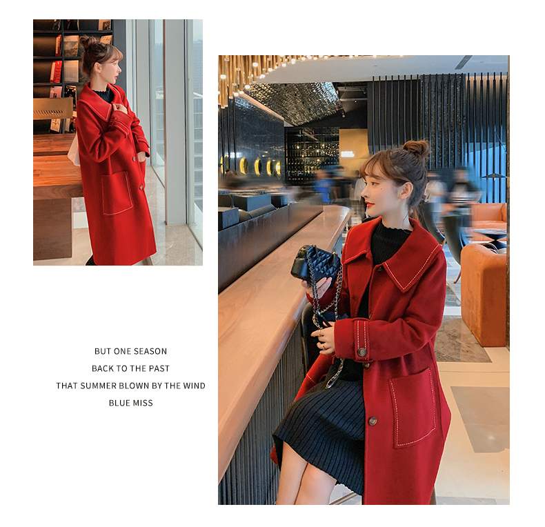 fragrant shadow double-sided for women, 2020 autumn and winter new medium long red woolen coat_voghion.com
