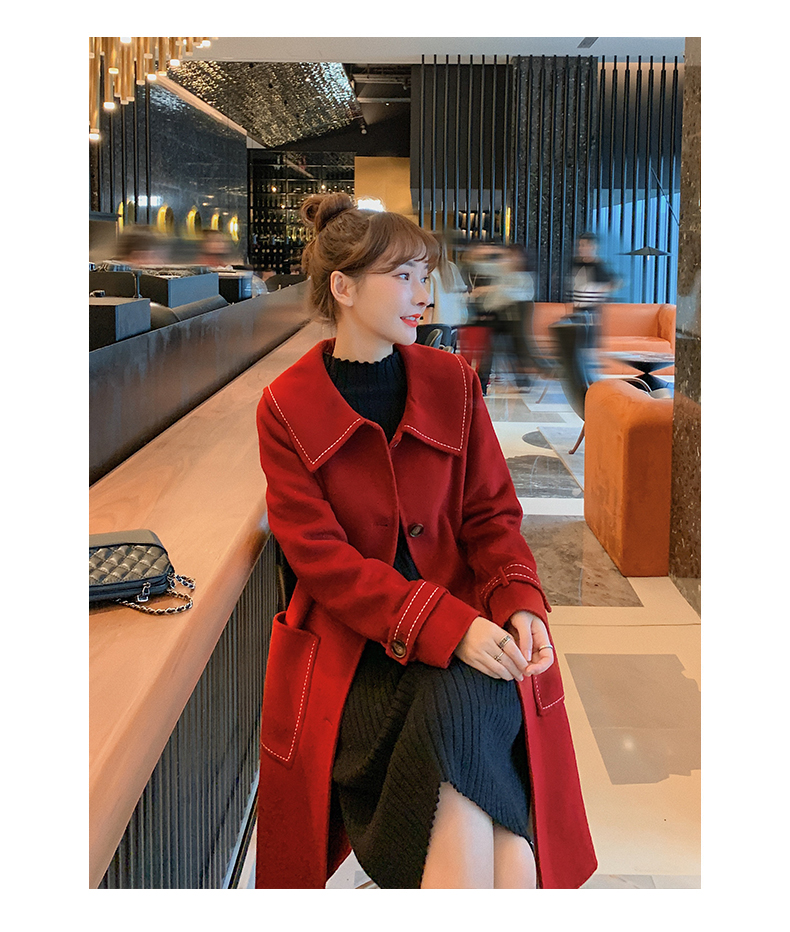 fragrant shadow double-sided for women, 2020 autumn and winter new medium long red woolen coat_voghion.com