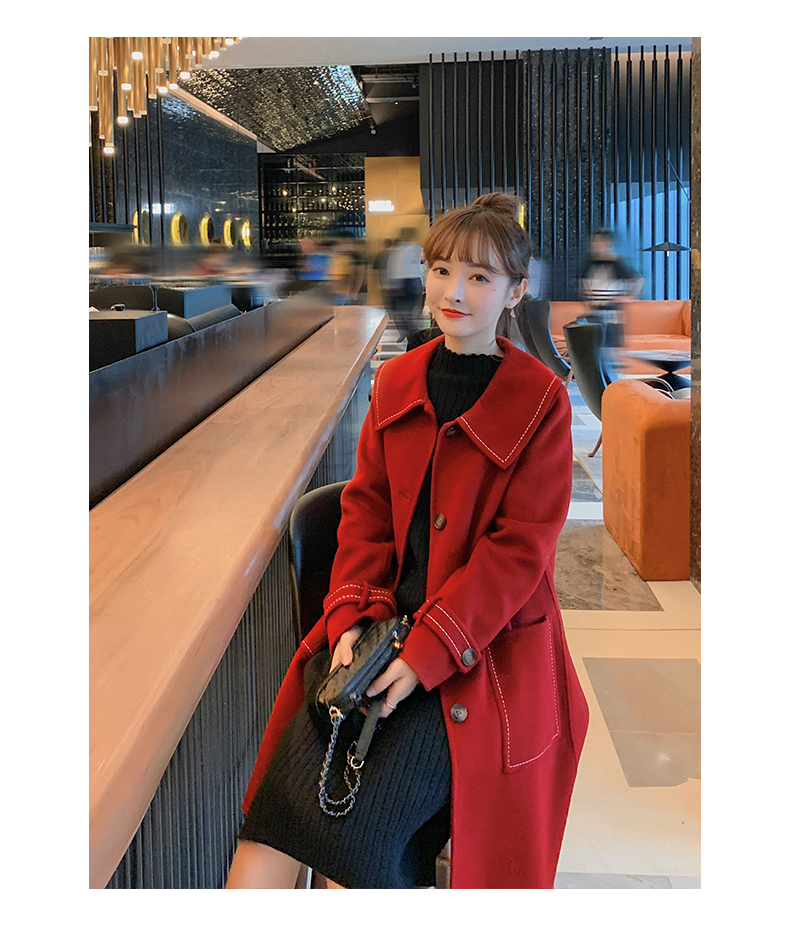 fragrant shadow double-sided for women, 2020 autumn and winter new medium long red woolen coat_voghion.com