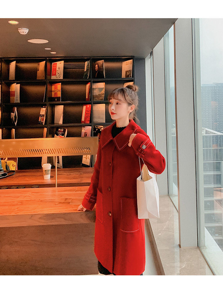 fragrant shadow double-sided for women, 2020 autumn and winter new medium long red woolen coat_voghion.com