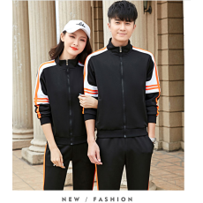 批发新款开衫外套春秋情侣装两件套运动服青少年潮流时尚拼色男女套装